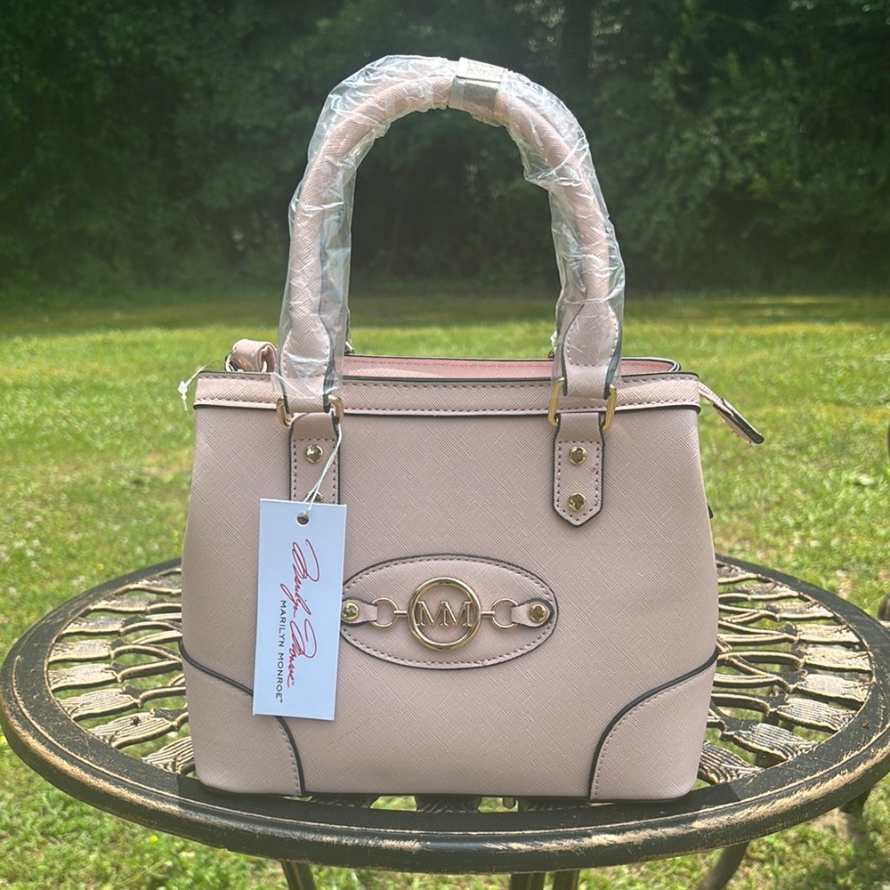 Marilyn Monroe Pink Satchel with Embossed Logo and Wrapped Handles